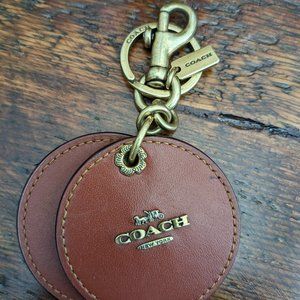 COACH brass mirror key ring with charm, Signature canvas